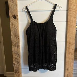 Women’s Cacique swim tankini top  black lace size  16 Lane Bryant